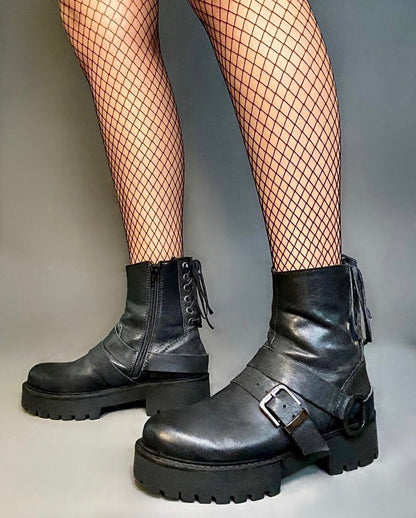 Claire Black Biker Boots