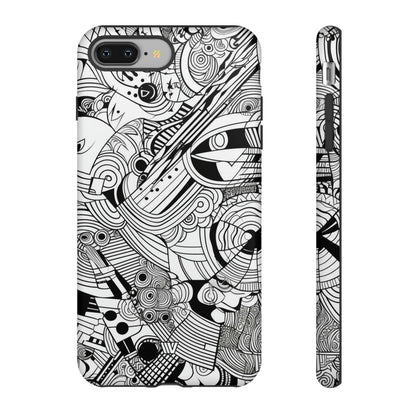 B&W ABSTRACT DOODLE | Tough Phone Case