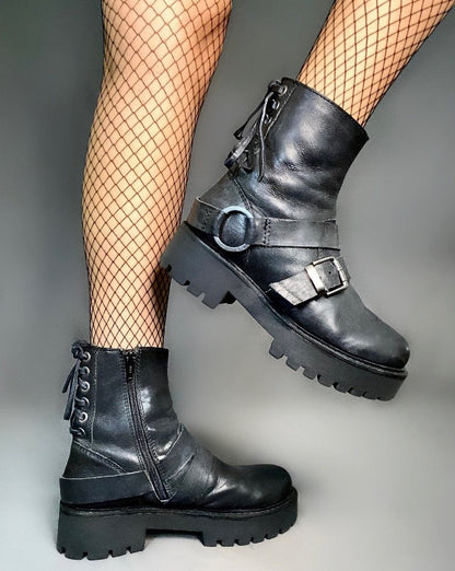 Claire Black Biker Boots