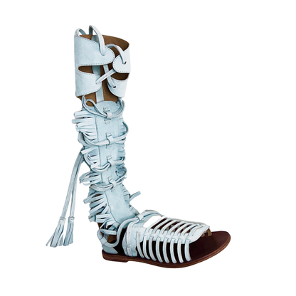 Amira Knee high Gladiator sandal in Seafoam color