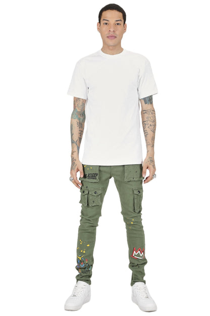 Jake Men's premium skinny twill cargo pants.