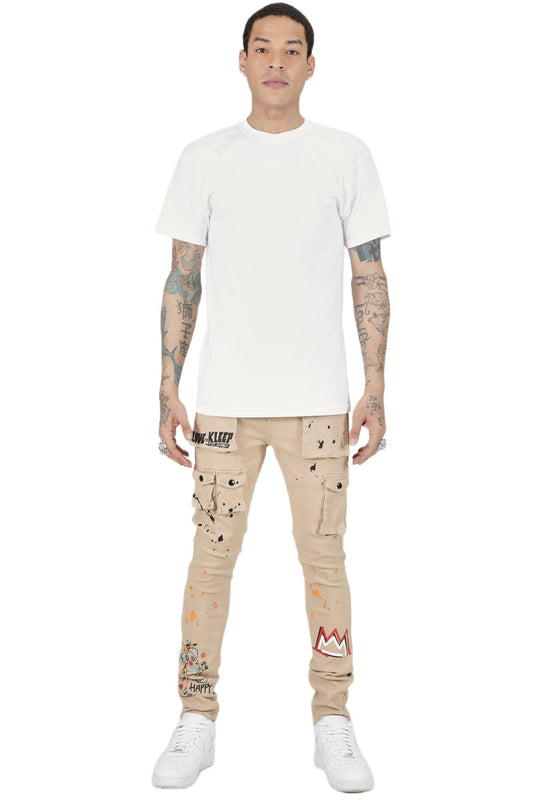 Bano Men's premium skinny twill cargo pants.