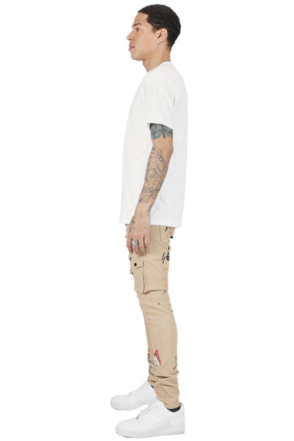 Bano Men's premium skinny twill cargo pants.