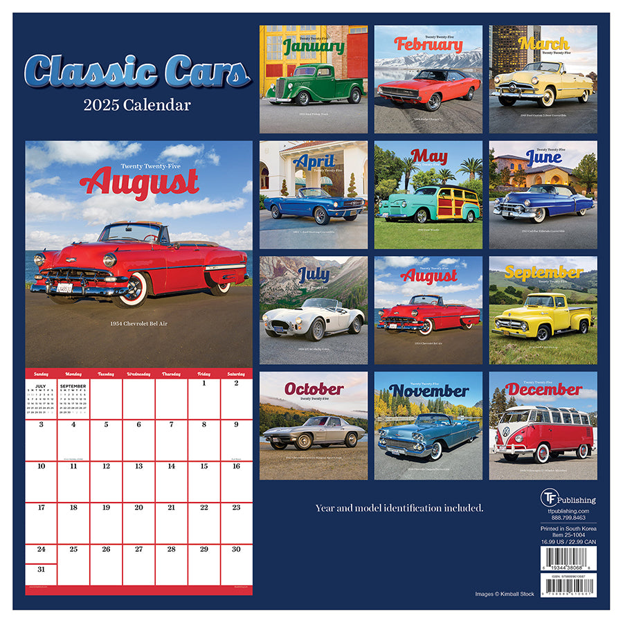 2025 Classic Cars Wall Calendar