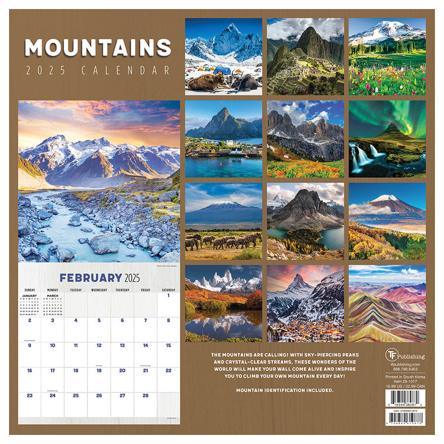 2025 Mountains Wall Calendar