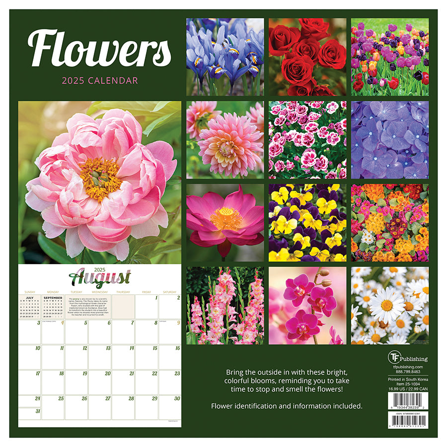 2025 Flowers Wall Calendar