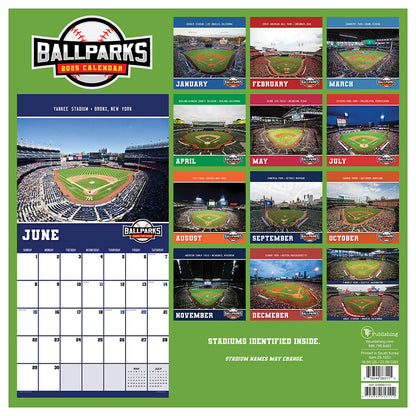 2025 Ballparks Wall Calendar