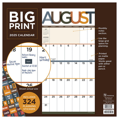 2025 Big Print Wall Calendar