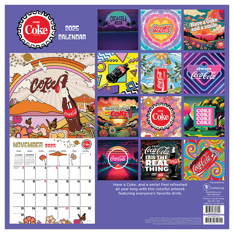 2025 Coca-Cola: Retro & Refreshed! Wall Calendar