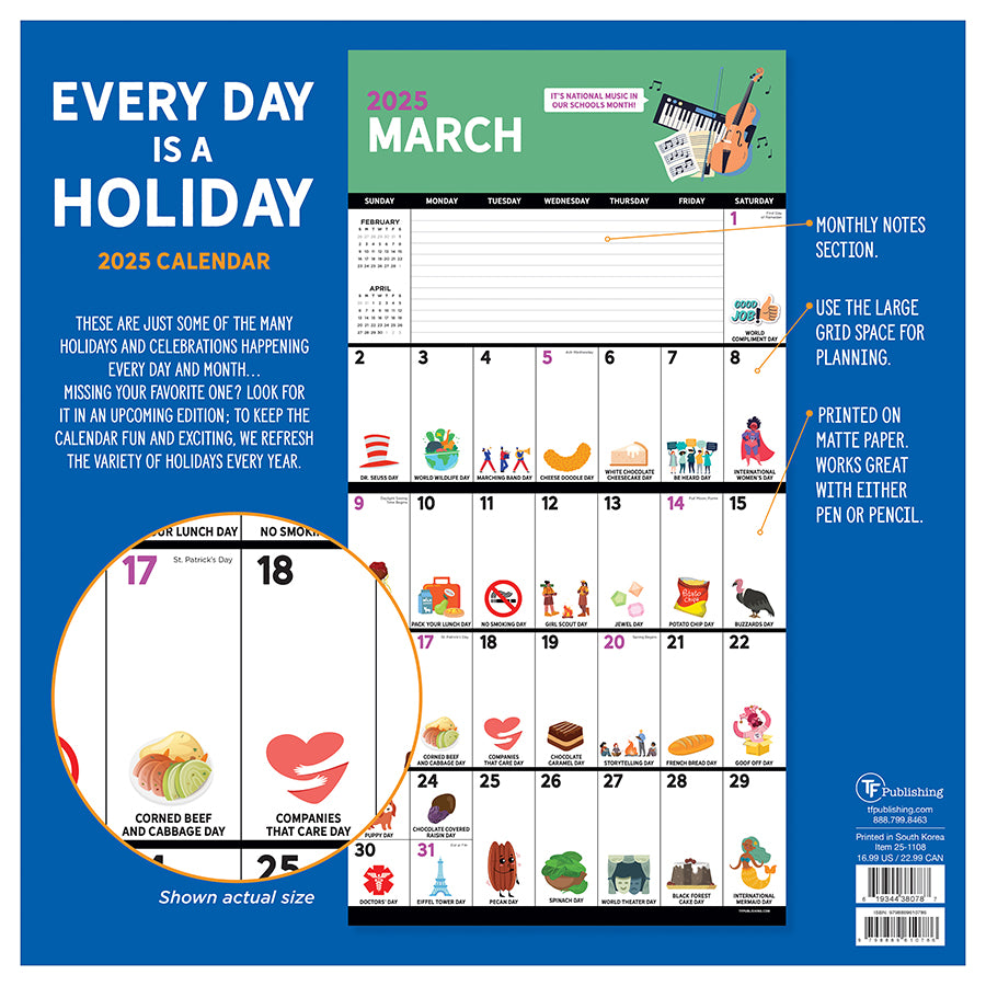 2025 Every Day's A Holiday Wall Calendar