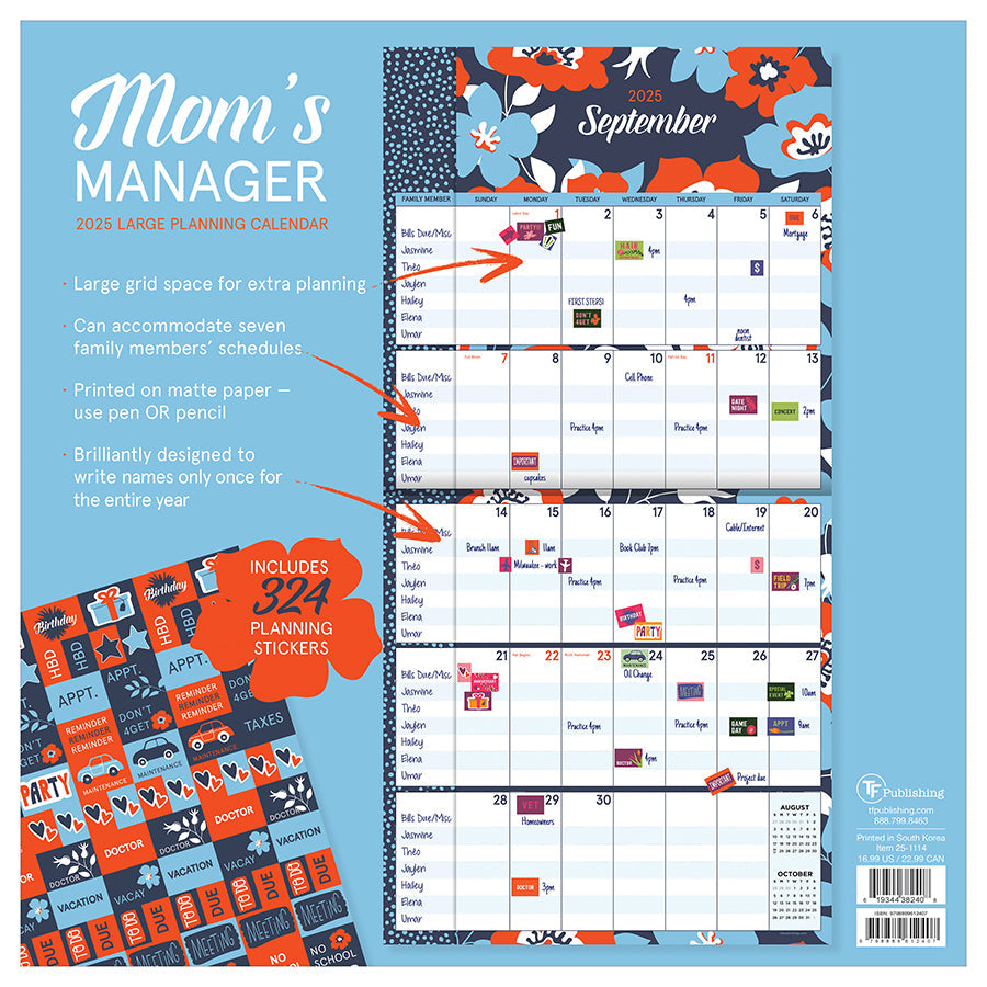 2025 Mom's Manager Wall Calendar