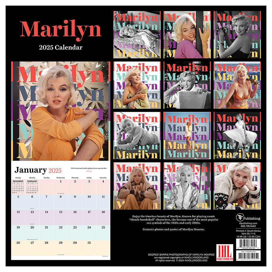 2025 Marilyn Monroe Wall Calendar