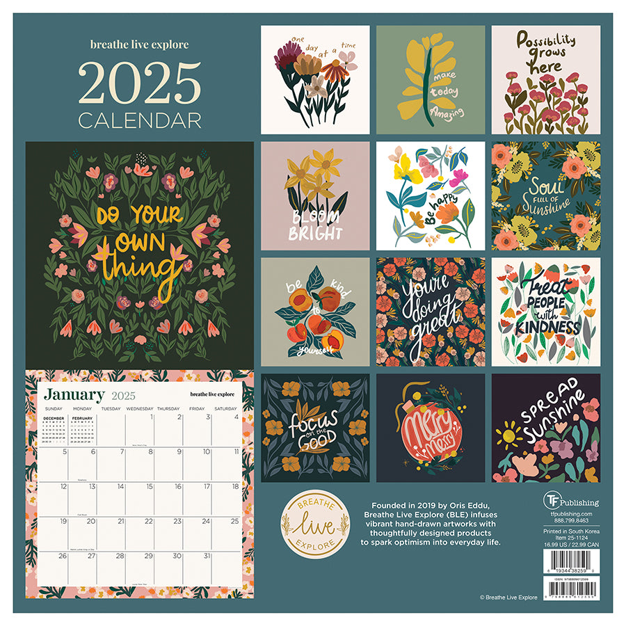 2025 Breathe Live Explore Wall Calendar