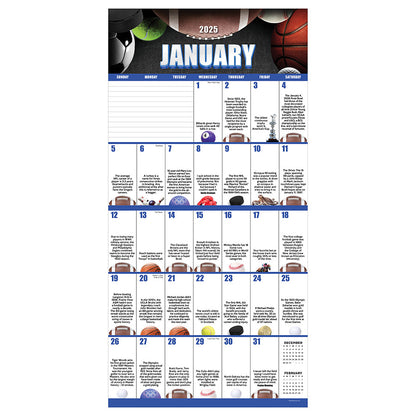 2025 Sports Facts & Trivia Wall Calendar