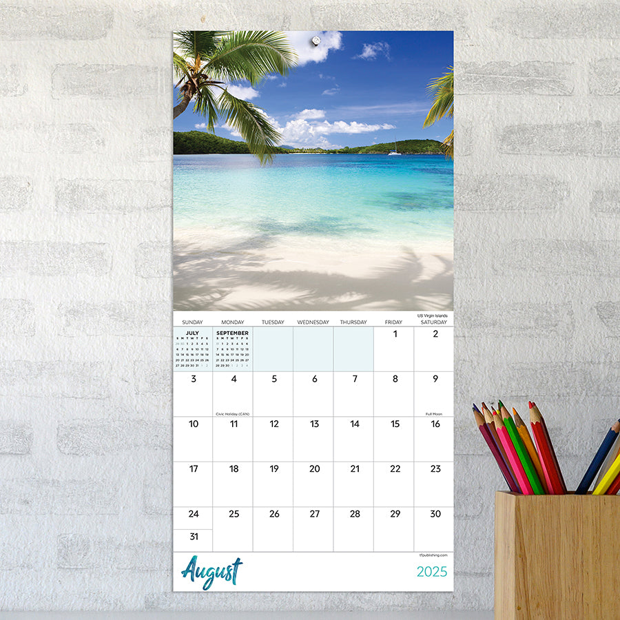 2025 Tropical Beaches Mini Calendar