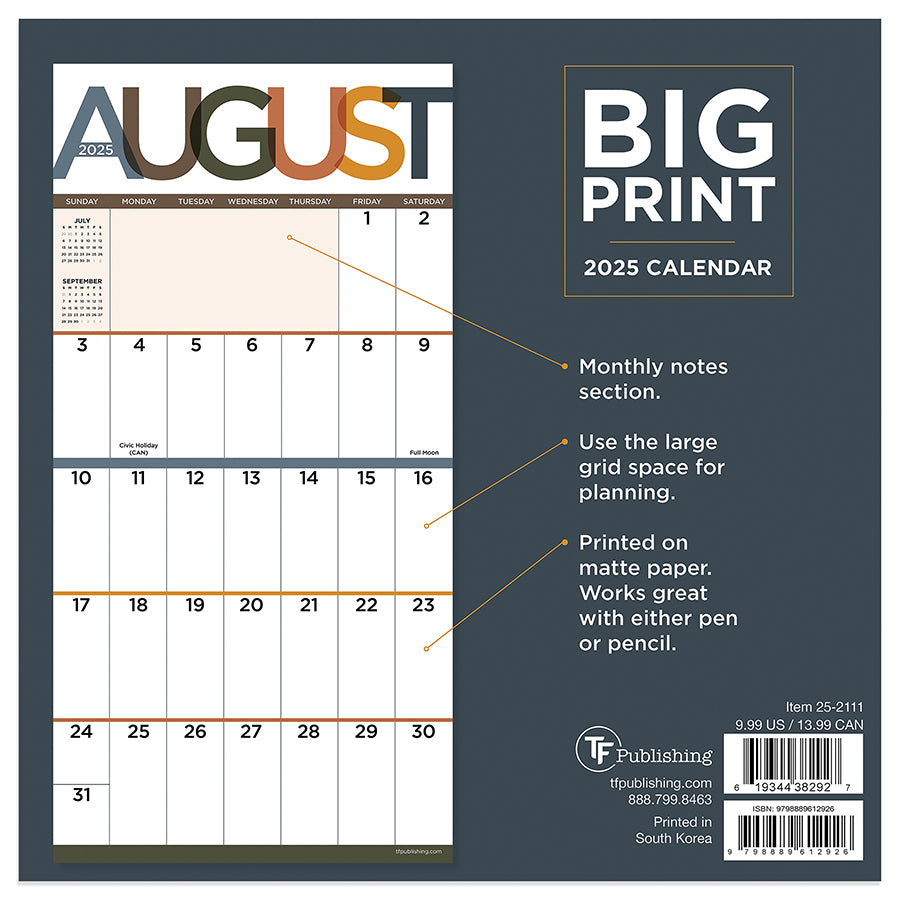 2025 Big Print Mini Calendar