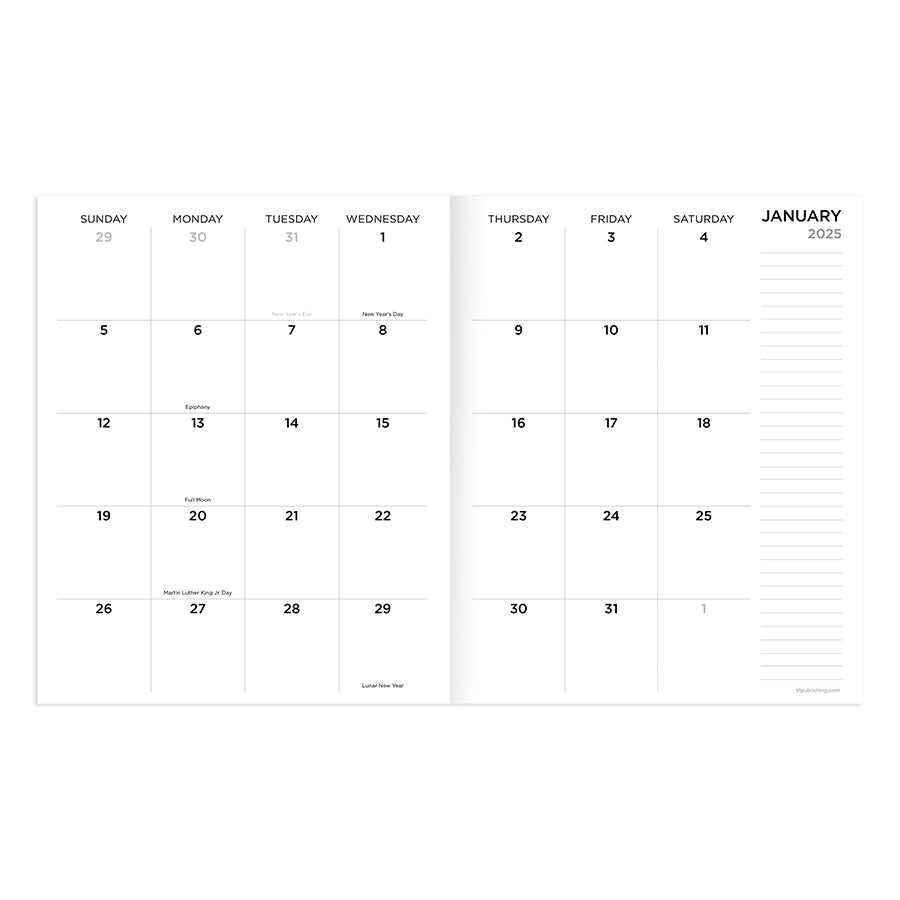 2025 Muddy Scribbles Medium Monthly Planner