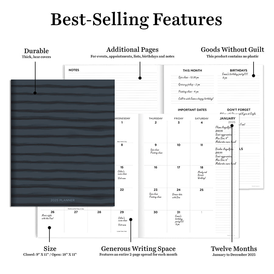 2025 Naval Stripes Large Monthly Planner