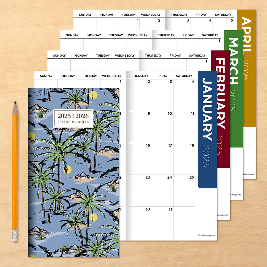 2025-2026 Aloha Palms Small Monthly Pocket Planner