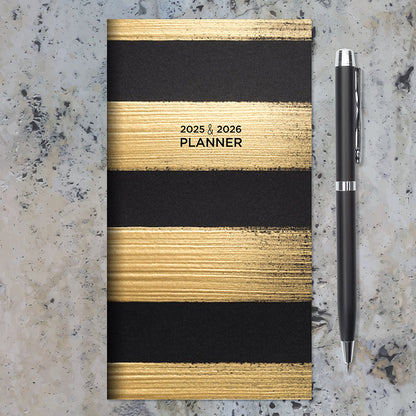 2025-2026 Black and Gold Small Monthly Pocket Planner