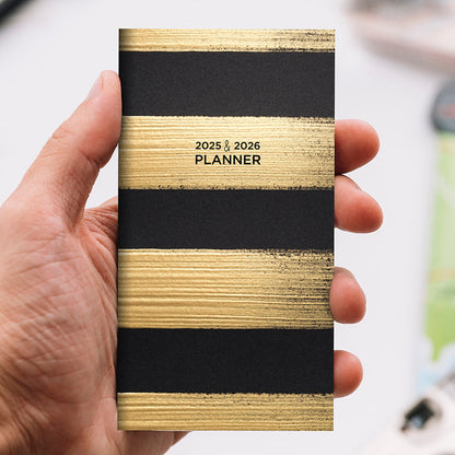 2025-2026 Black and Gold Small Monthly Pocket Planner