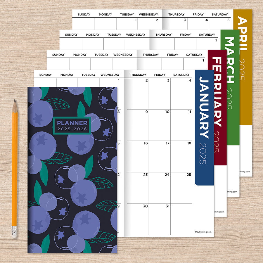 2025-2026 Blueberry Small Monthly Pocket Planner