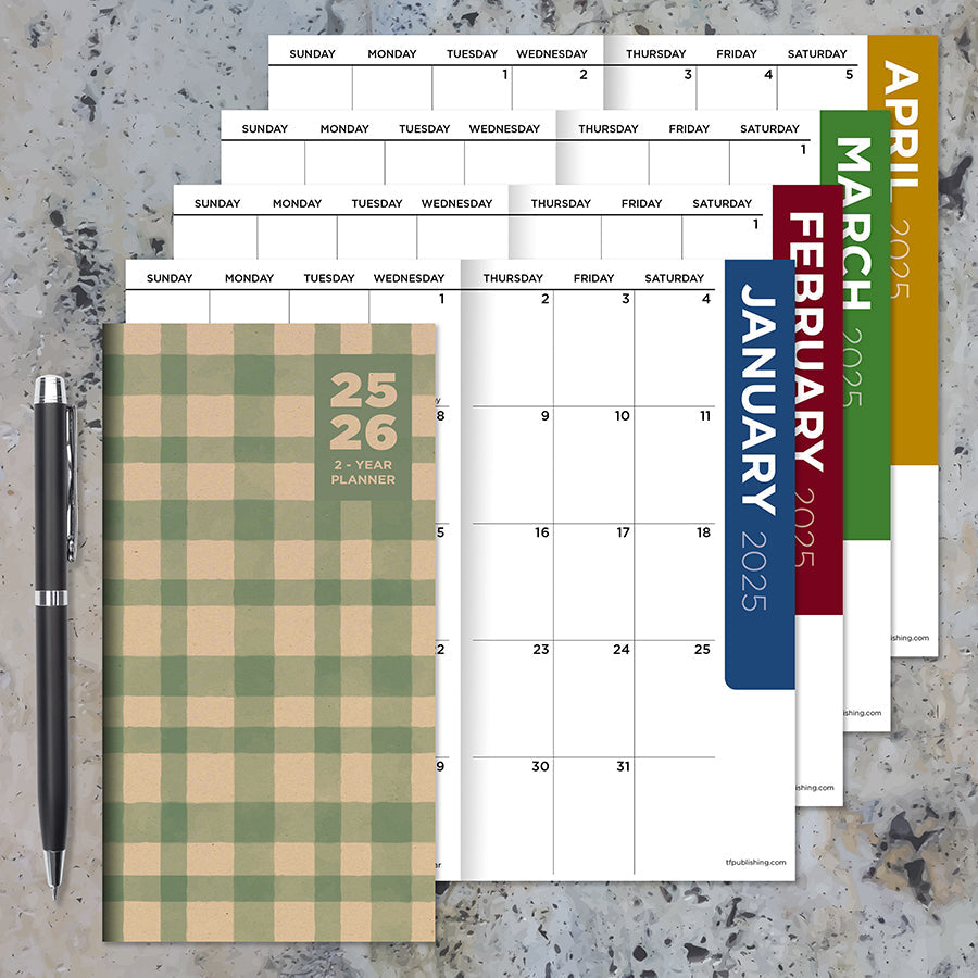 2025-2026 Farmhouse Gingham Small Monthly Pocket Planner