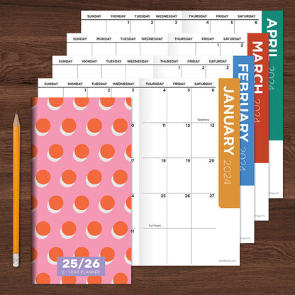 2025-2026 Pink Orange Crush Small Monthly Pocket Planner