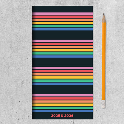 2025-2026 Retro Stripe Small Monthly Pocket Planner