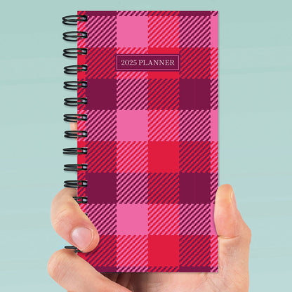 2025 Pink Plaid Small Weekly Monthly Planner