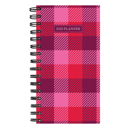 2025 Pink Plaid Small Weekly Monthly Planner