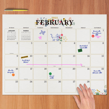 2025 Floral Large Desk Pad Monthly Blotter Calendar