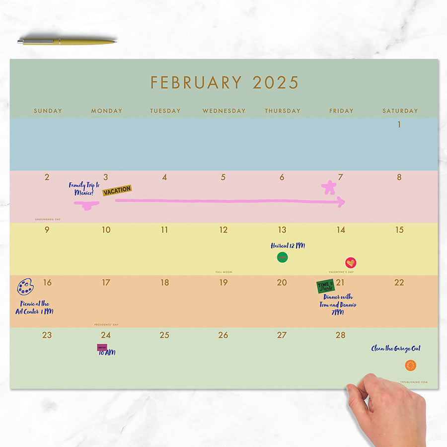 2025 Super Stripe Large Desk Pad Monthly Blotter Calendar