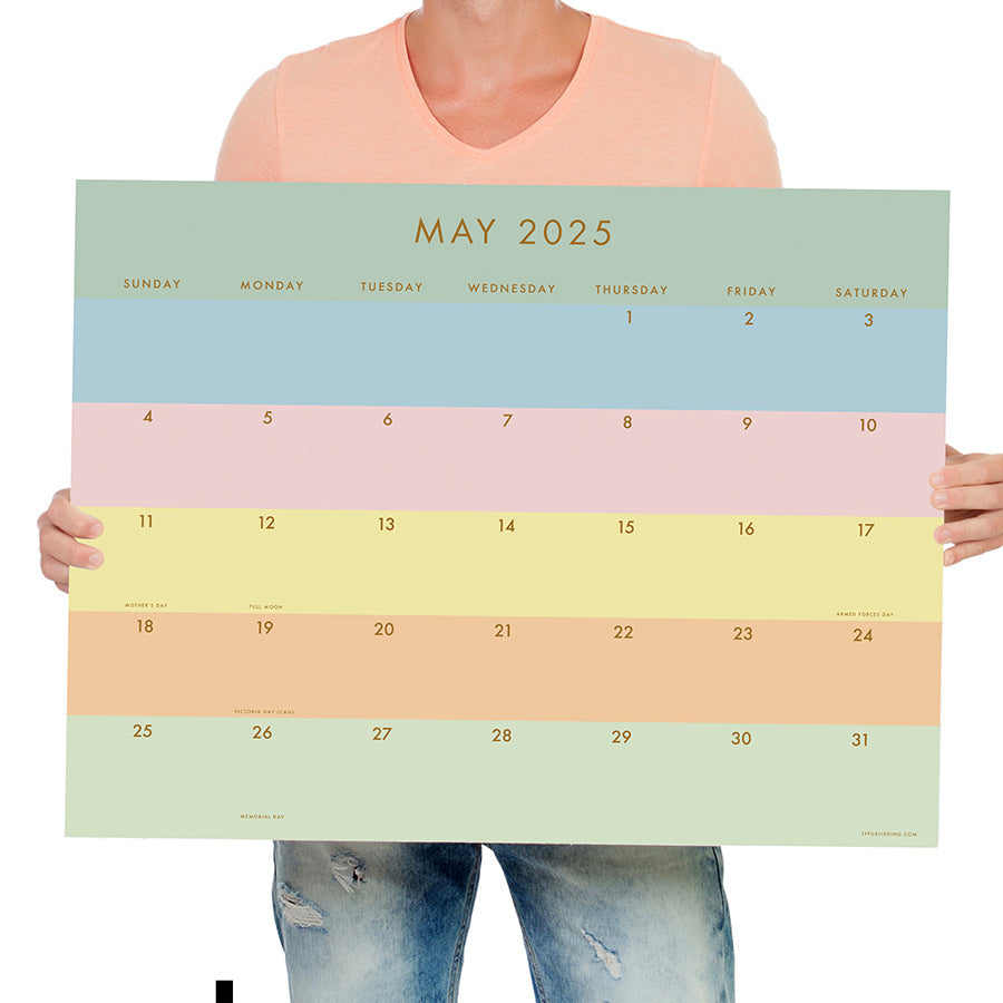 2025 Super Stripe Large Desk Pad Monthly Blotter Calendar