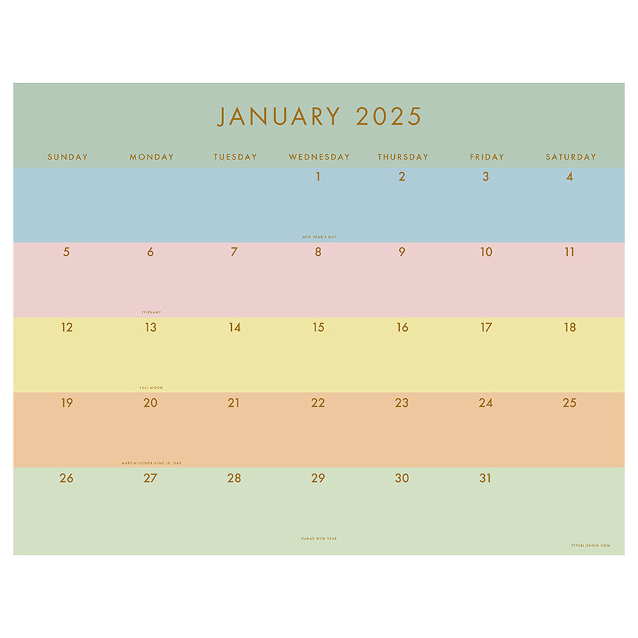 2025 Super Stripe Large Desk Pad Monthly Blotter Calendar