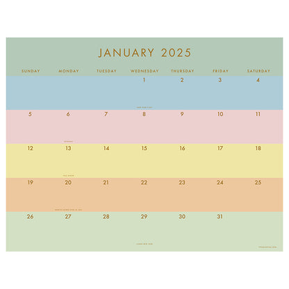 2025 Super Stripe Large Desk Pad Monthly Blotter Calendar