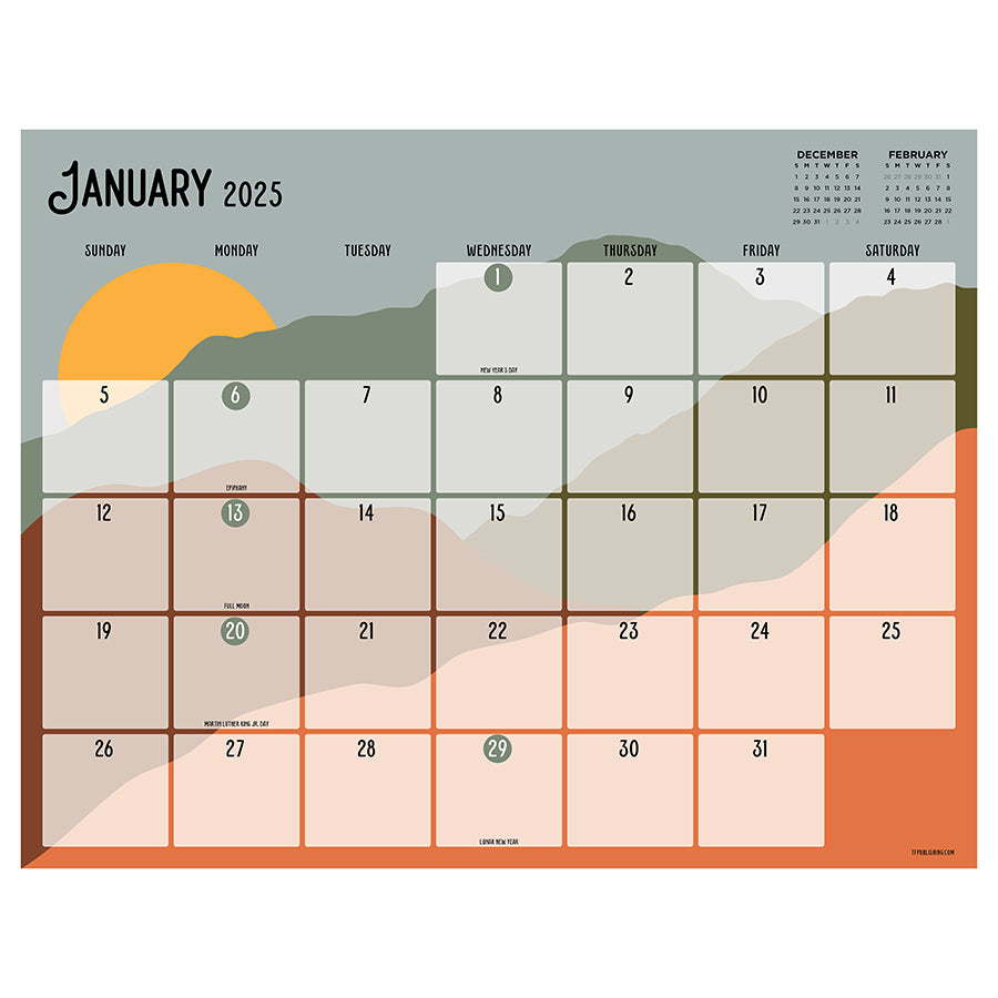 2025 Landscapes Large Desk Pad Monthly Blotter Calendar