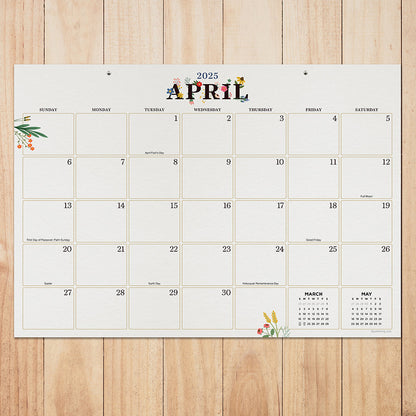 2025 Floral Medium Desk Pad Monthly Blotter Calendar