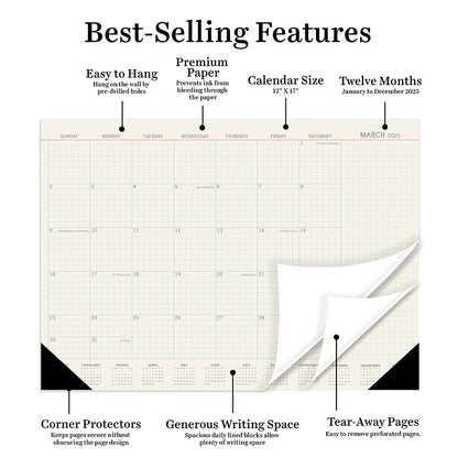 2025 Vintage Professional Medium Desk Pad Monthly Blotter Calendar