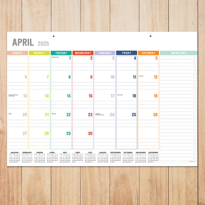 2025 Rainbow Blocks Medium Desk Pad Monthly Blotter Calendar