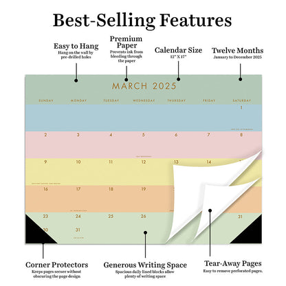 2025 Super Stripe Medium Desk Pad Monthly Blotter Calendar