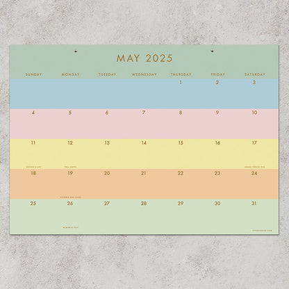 2025 Super Stripe Medium Desk Pad Monthly Blotter Calendar