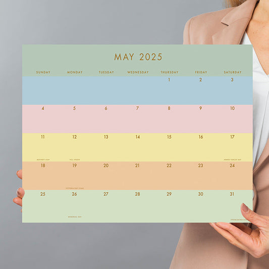 2025 Super Stripe Medium Desk Pad Monthly Blotter Calendar