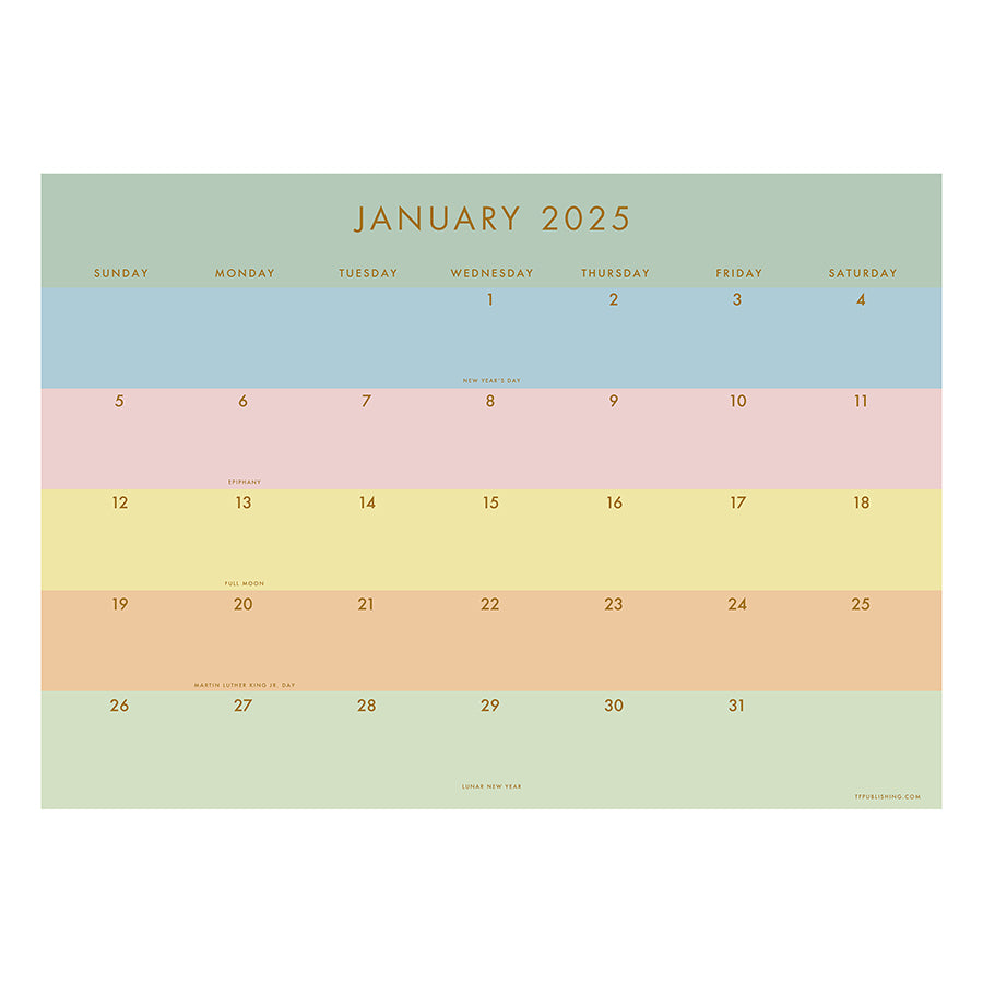 2025 Super Stripe Medium Desk Pad Monthly Blotter Calendar