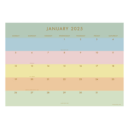 2025 Super Stripe Medium Desk Pad Monthly Blotter Calendar