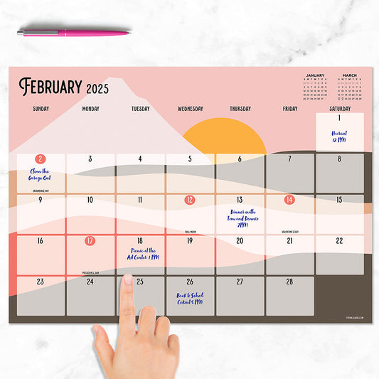 2025 Landscapes Medium Desk Pad Monthly Blotter Calendar