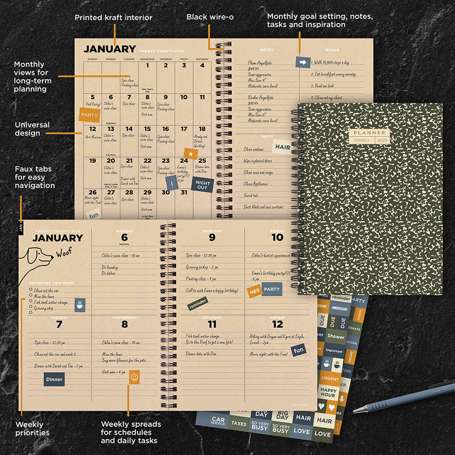 2025 Classic Composition Medium Weekly Monthly Planner