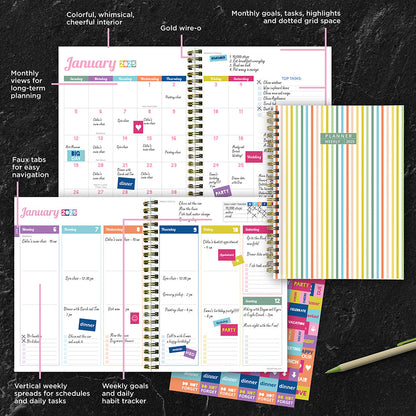 2025 Malibu Stripes Medium Weekly Monthly Planner