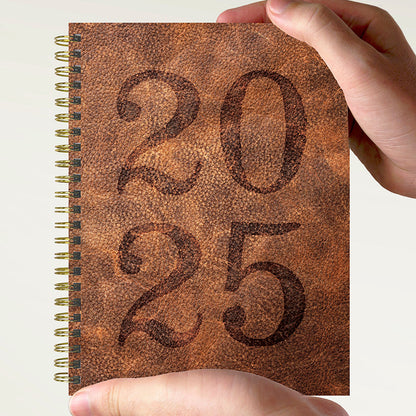 2025 Aged Leather Medium Weekly Monthly Planner