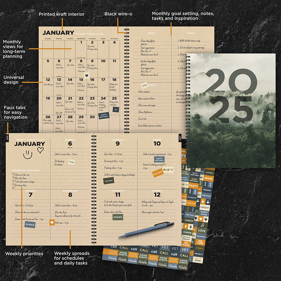 2025 Forest Mist Large Weekly Monthly Planner